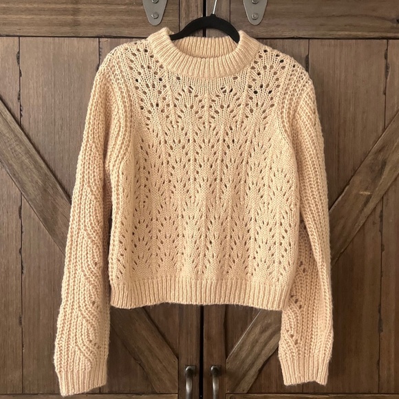 Brave Soul London Crew Neck Acrylic Open Knit Sweater Beige Size Medium - Picture 4 of 9